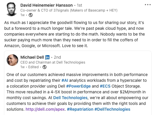 Exchange between DHH and Michael Dell