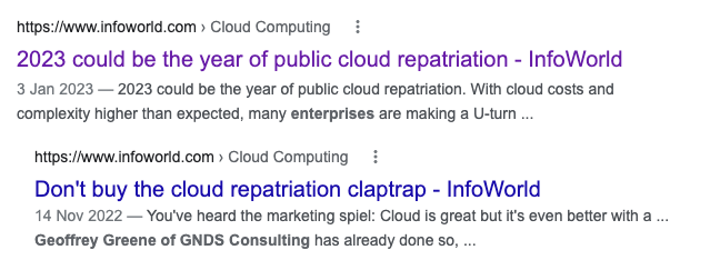 Mutually contradictory headlines at Infoworld